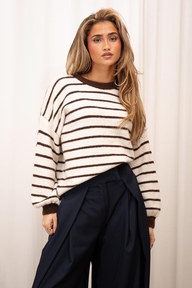 Gestreepte Trui Anna - Beige