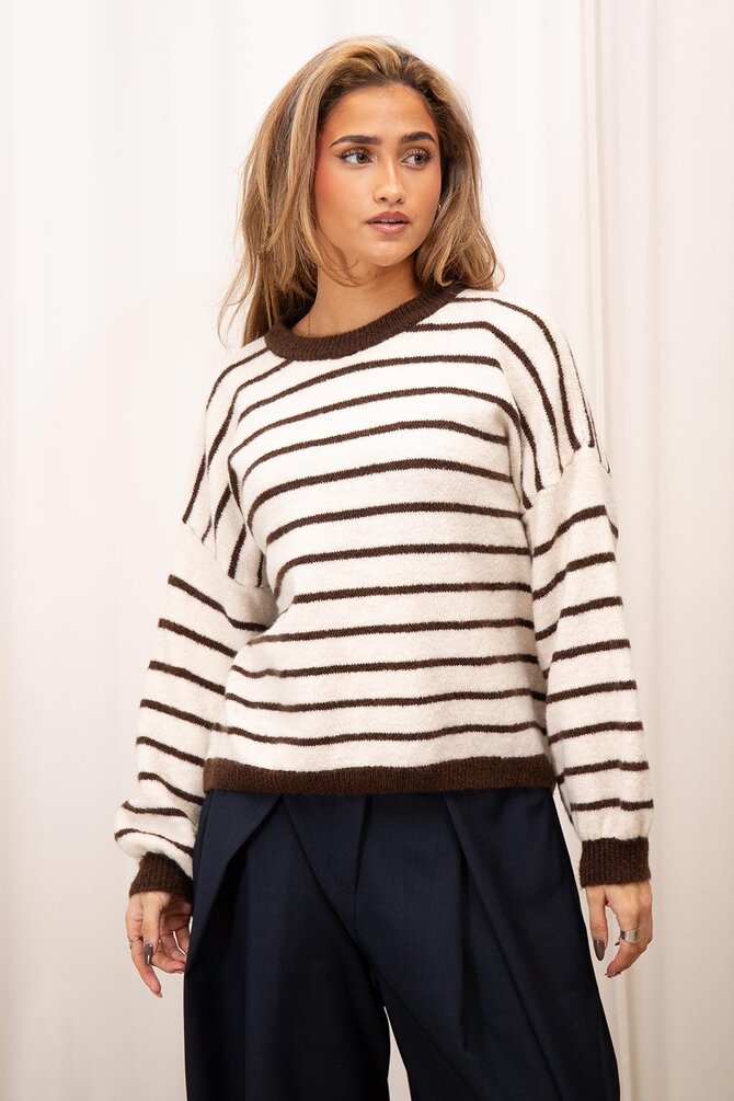 Gestreepte Trui Anna - Beige