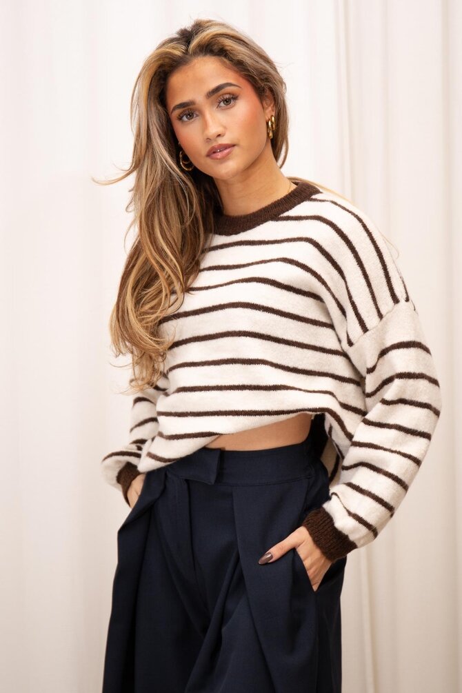 Gestreepte Trui Anna - Beige