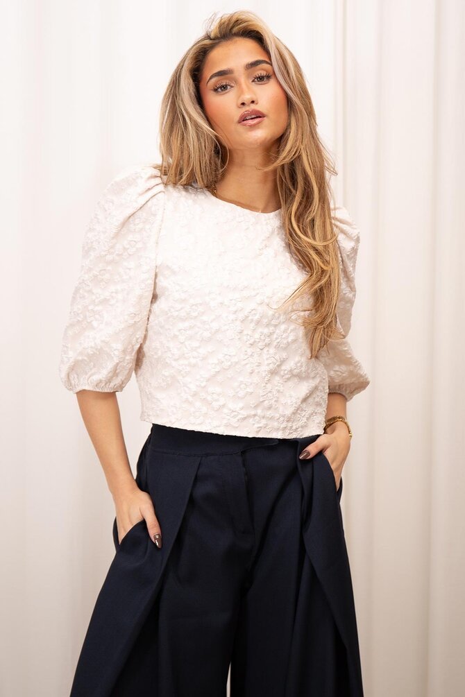 Bloemen Top - Crème