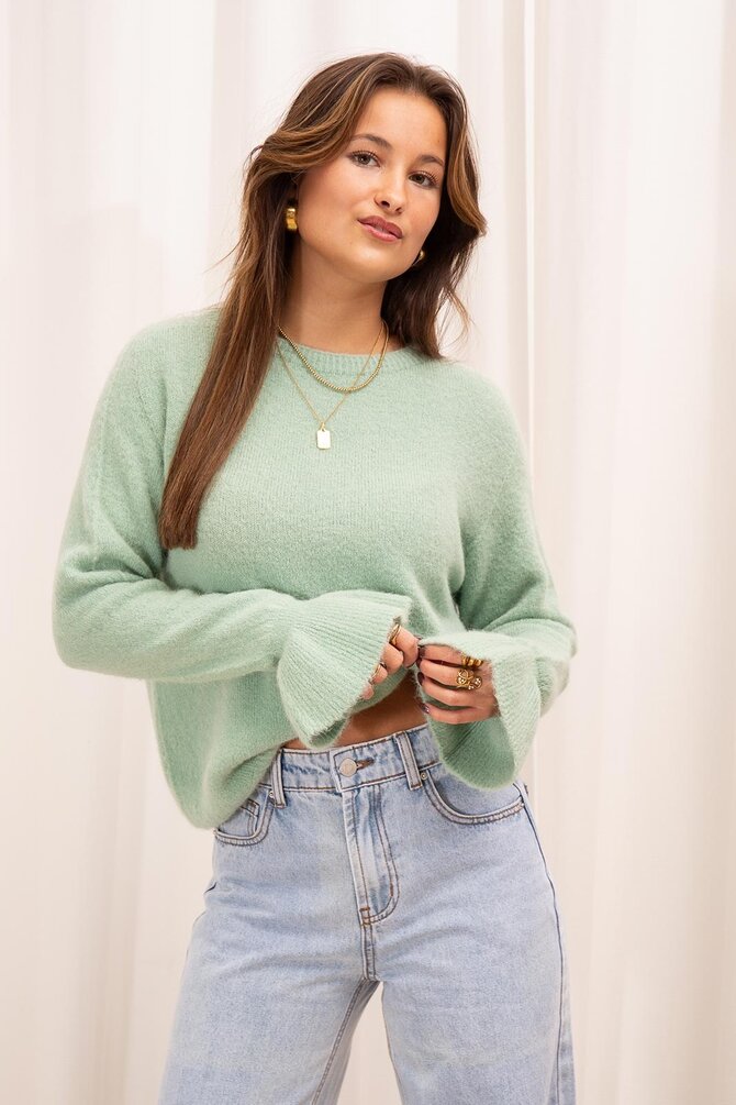 Ruffle Trui Romy - Mint