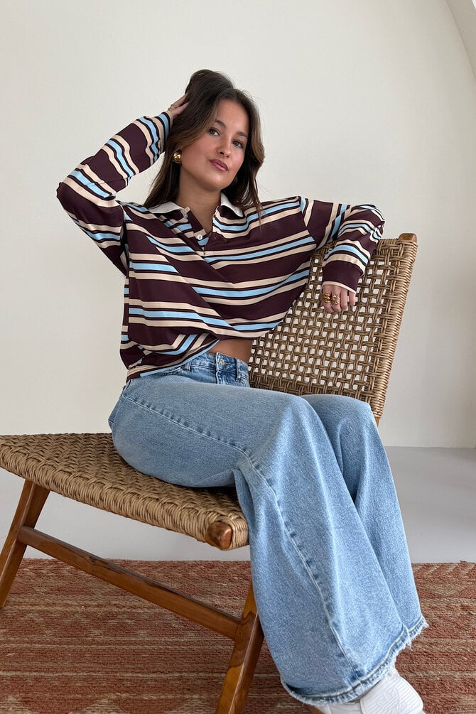 Gestreepte Polo Trui Fleur