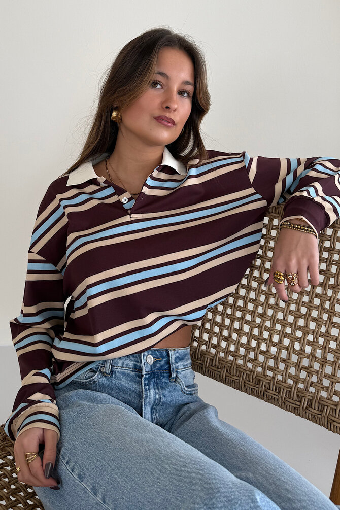 Gestreepte Polo Trui Fleur