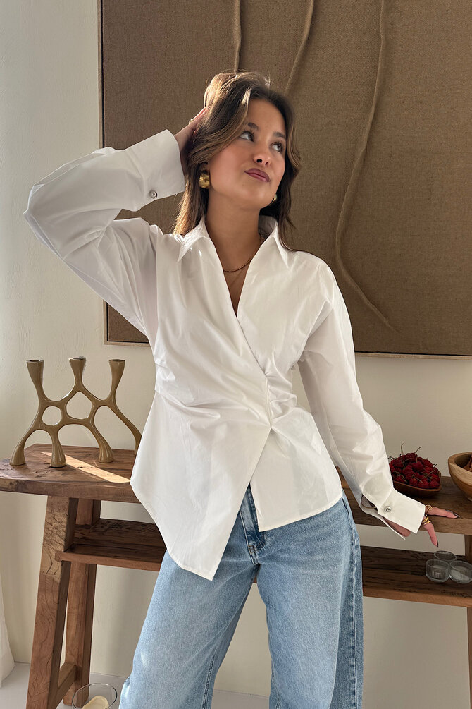 Asymmetrische Blouse - Wit