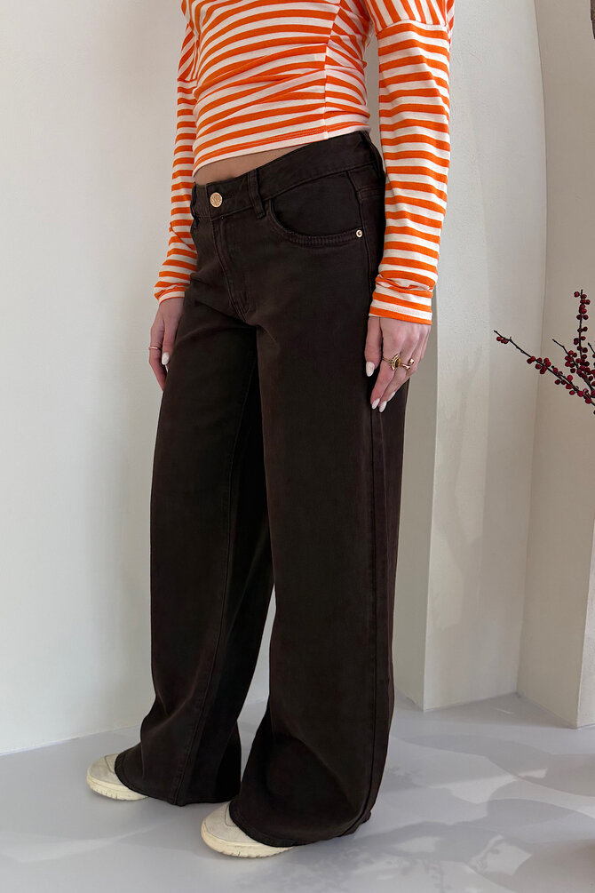 Low Waist Jeans - Bruin