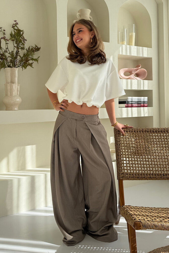 Wide Leg Pantalon - Taupe