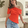 Asymmetrische Top Gedrapeerd - Oranje
