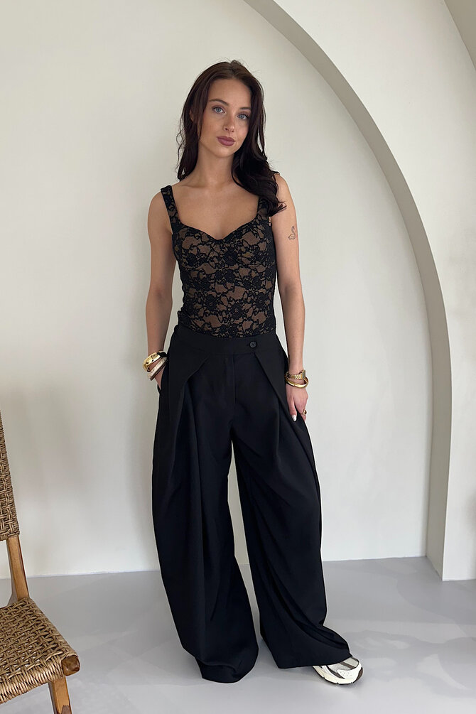 Wide Leg Pantalon - Zwart