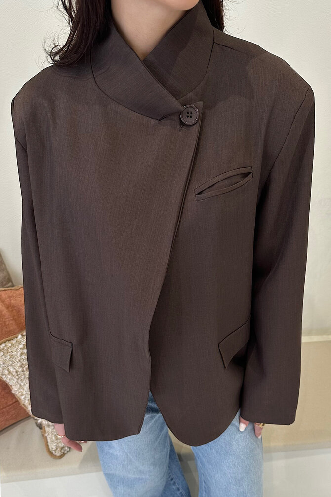 Blazer Hoge Knoop - Bruin