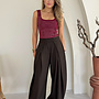 Wide Leg Pantalon - Donker Bruin