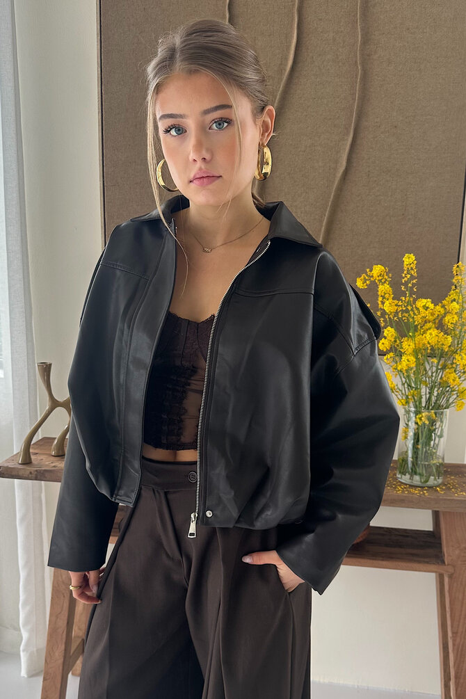 PU Jacket Lisa - Bruin