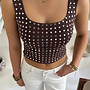 Open Hals Studs Top - Bruin