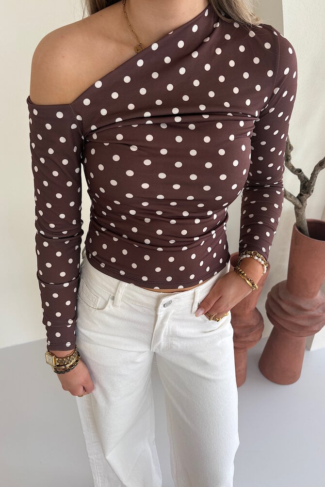 Stippen Top Off Shoulder - Bruin