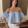 Top Met Pof Mouwen - Blauw
