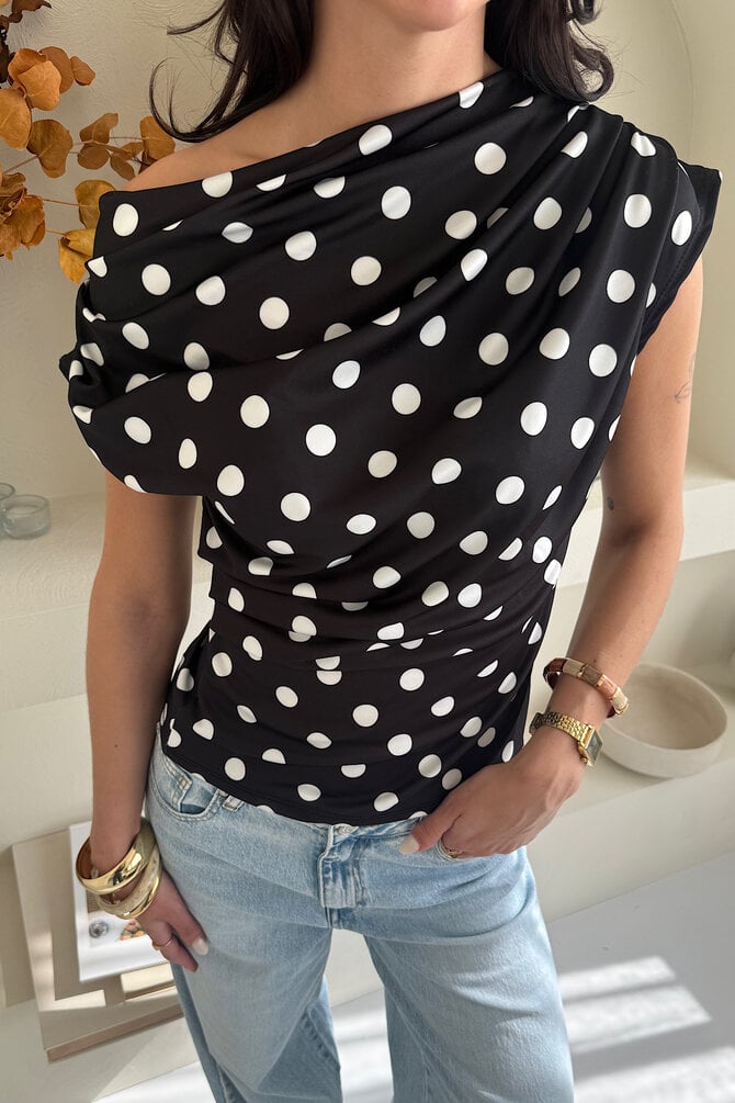 Polka Dots Top Malou  - Zwart