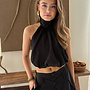 Satijnen Halter Crop Top - Zwart
