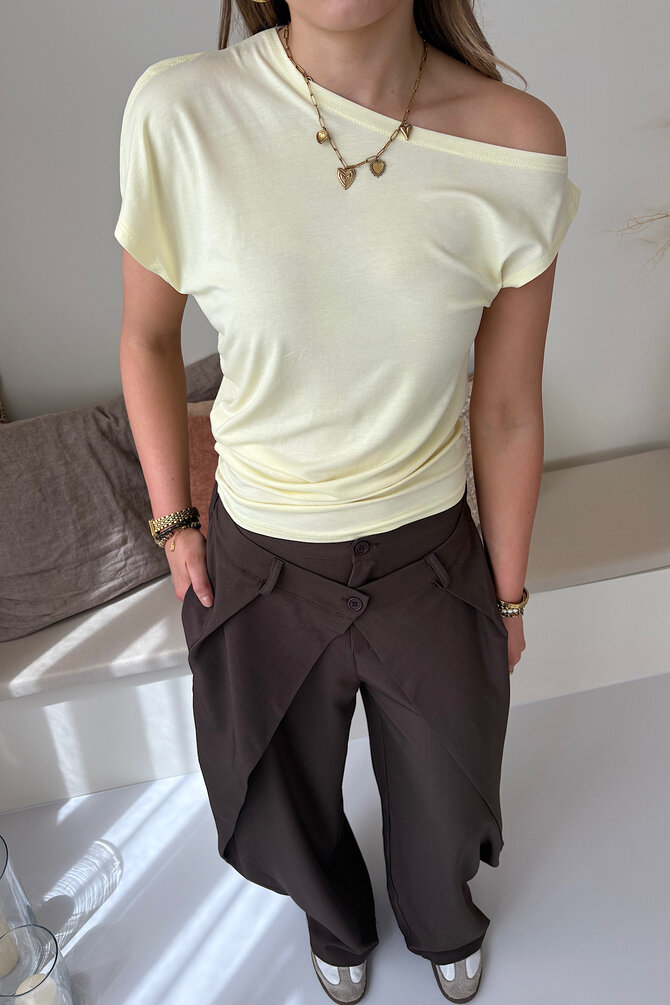Basic Off Shoulder Top - Geel
