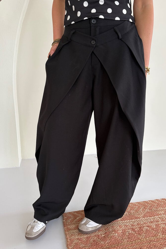 Balloon Pantalon Dubbele Knoop - Zwart