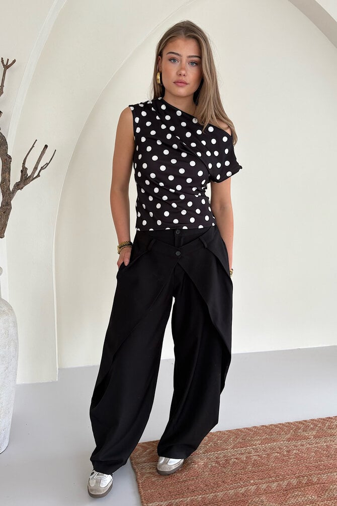 Balloon Pantalon Dubbele Knoop - Zwart