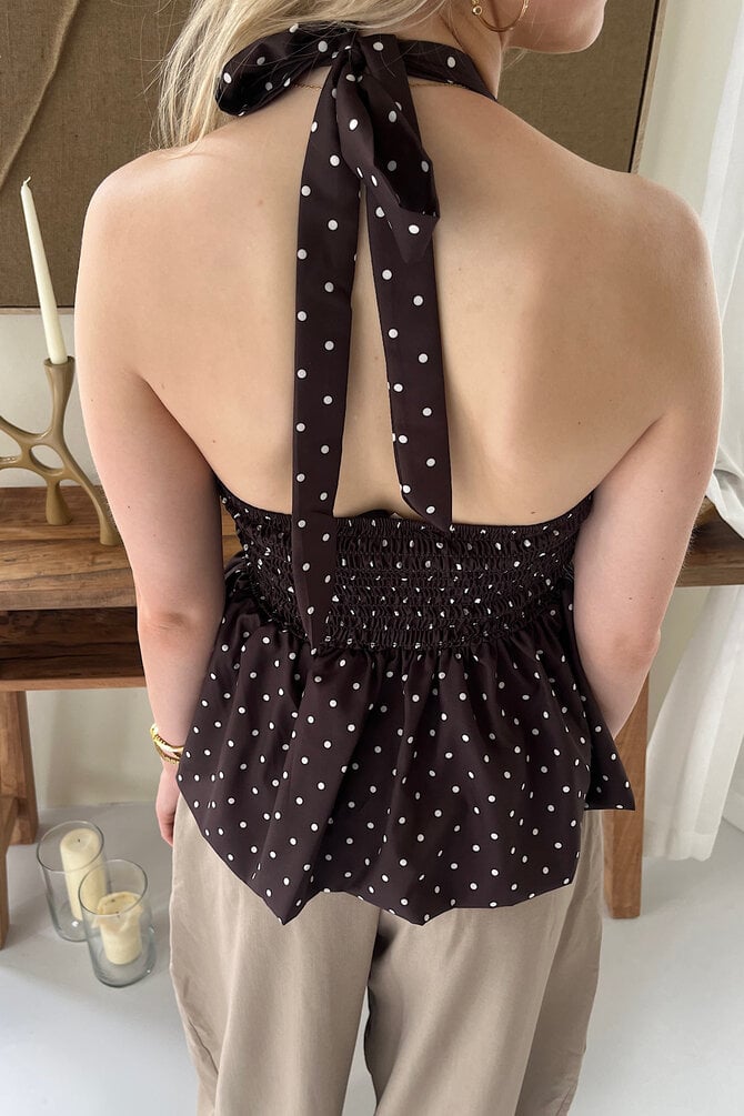Polka Halter Top - Bruin