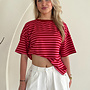Oversized Gestreepte Shirt - Rood