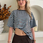 Oversized Gestreepte Shirt - Blauw