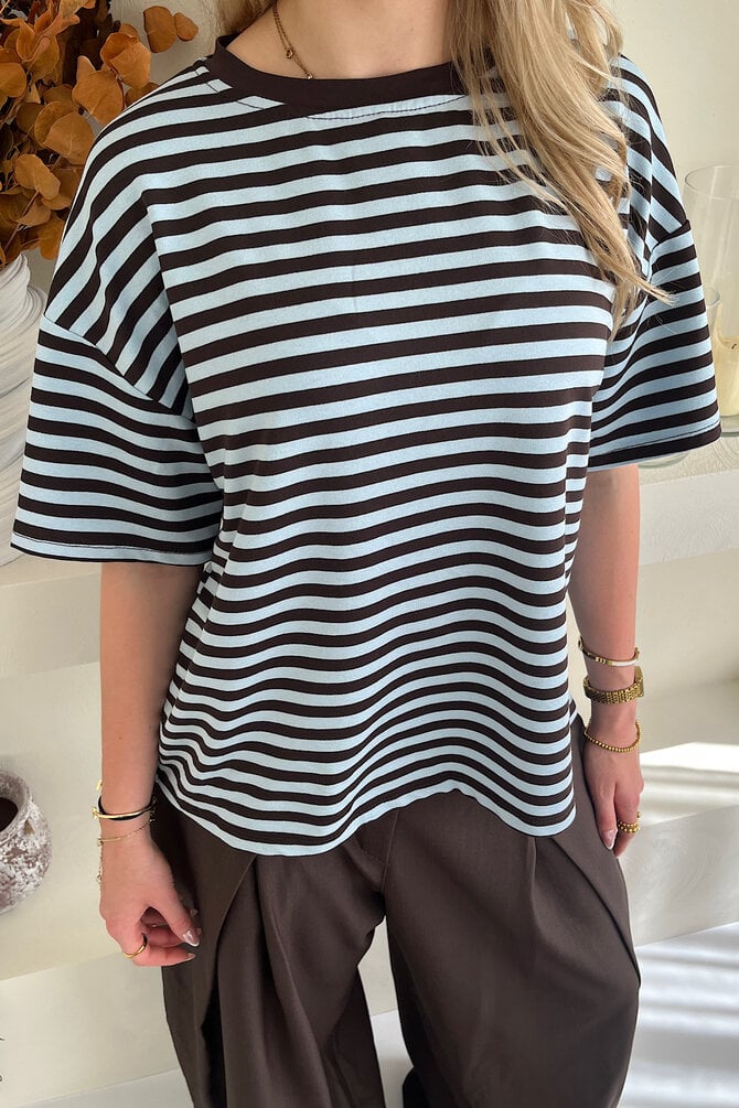 Oversized Gestreepte Shirt - Blauw