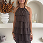 Ruffle Halter Jurk - Bruin