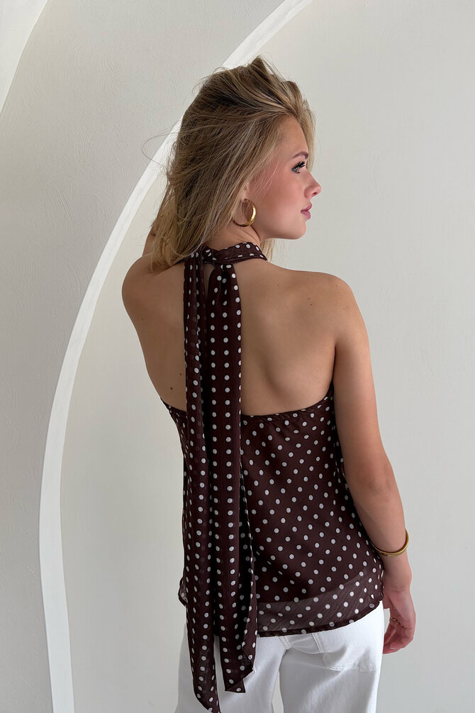 Polka Halter Top Lisan - Bruin