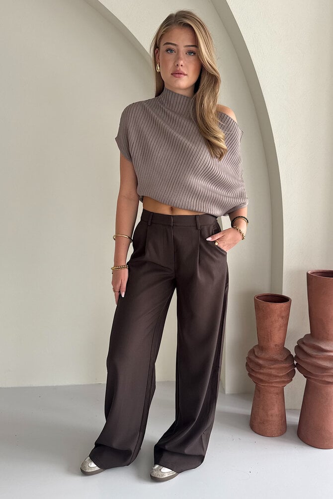 Mid Waist Pantalon - Bruin