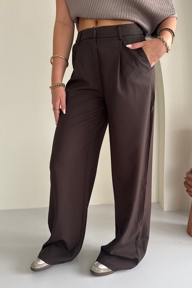 Mid Waist Pantalon - Bruin