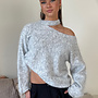 Fluffy Choker Trui - Grijs