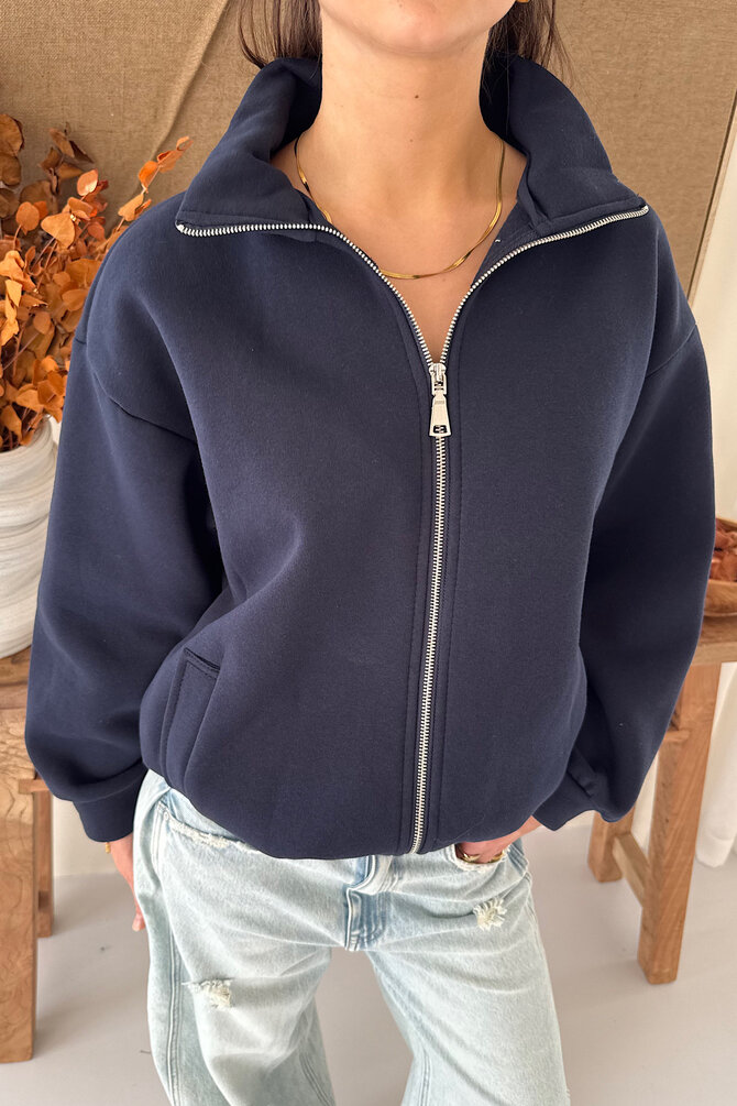 Longsleeve Zipper Vest - Navy