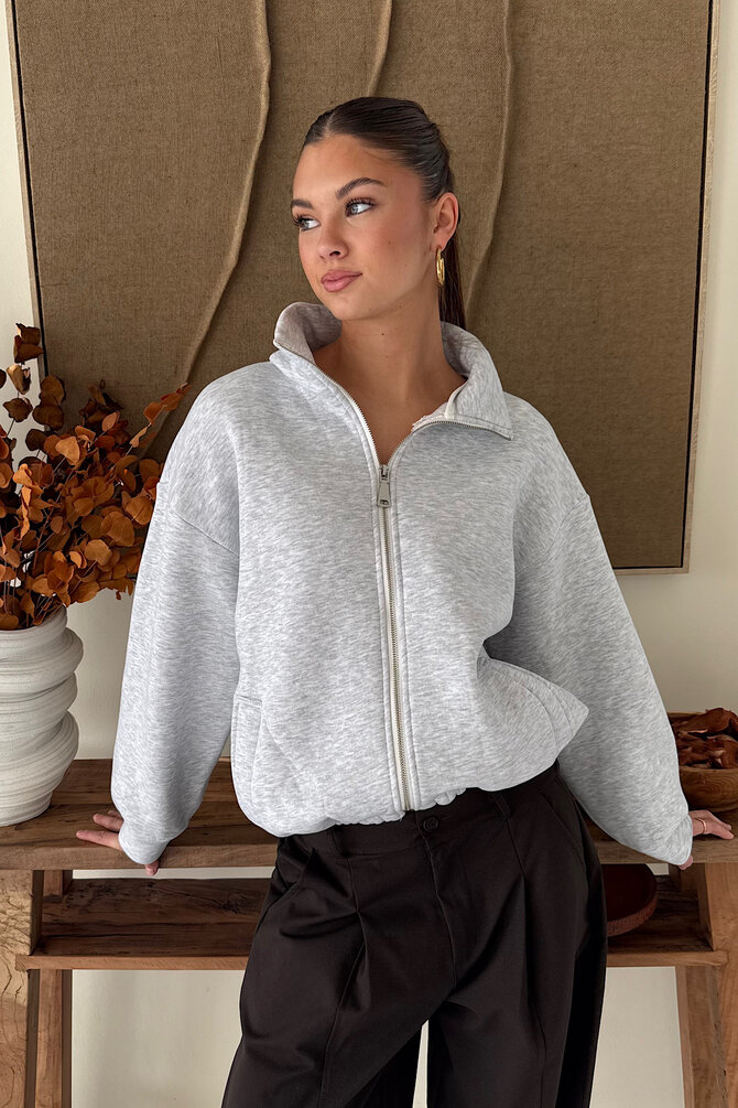 Longsleeve Zipper Vest - Grijs