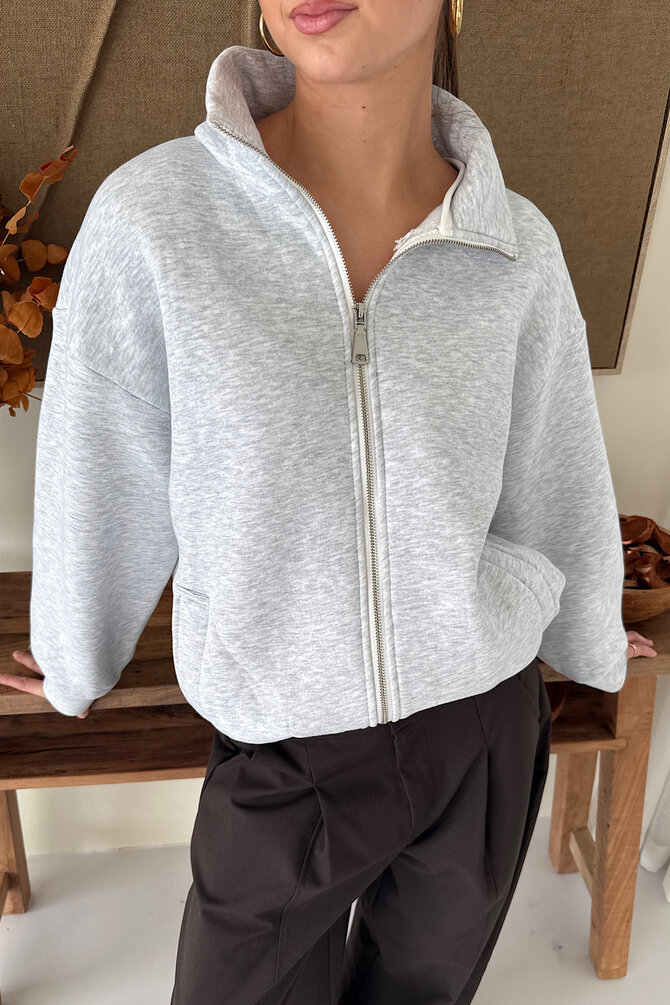 Longsleeve Zipper Vest - Grijs