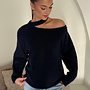 Fluffy Choker Trui - Navy