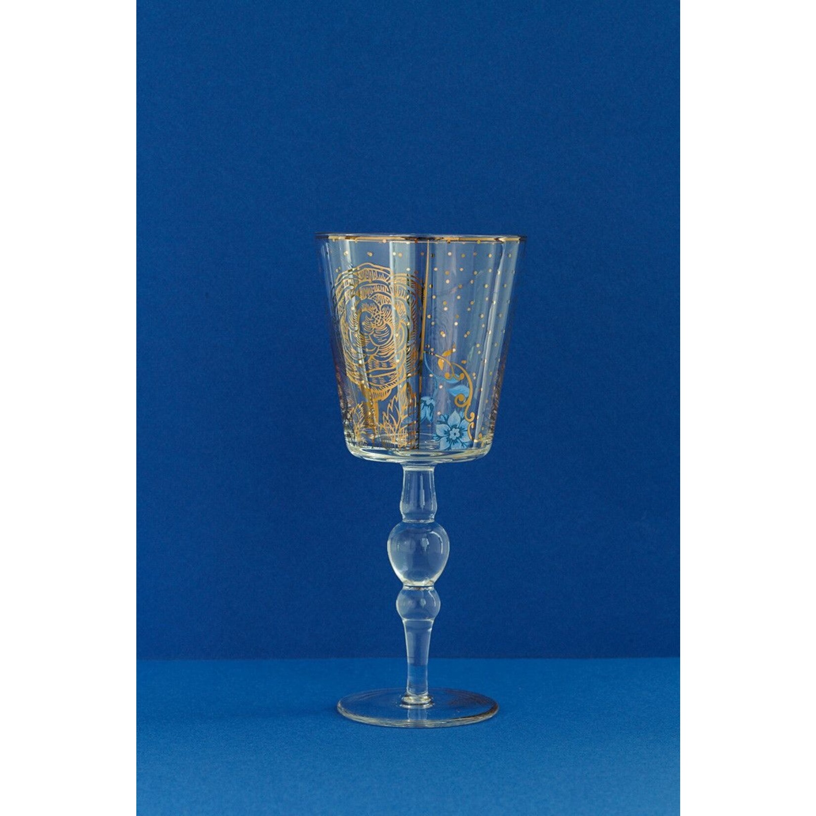 Pip Studio PIP STUDIO ROYAL WHITE WIJNGLAS  HOOG GOLDEN FLOWER