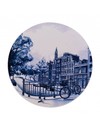 Plate with canal houses Delft blue 25cm