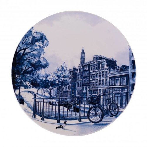 Plate with canal houses Delft blue Plate with canal houses Delft blue