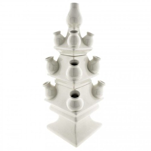 Vase tulipe 3 pièces blanc mat 