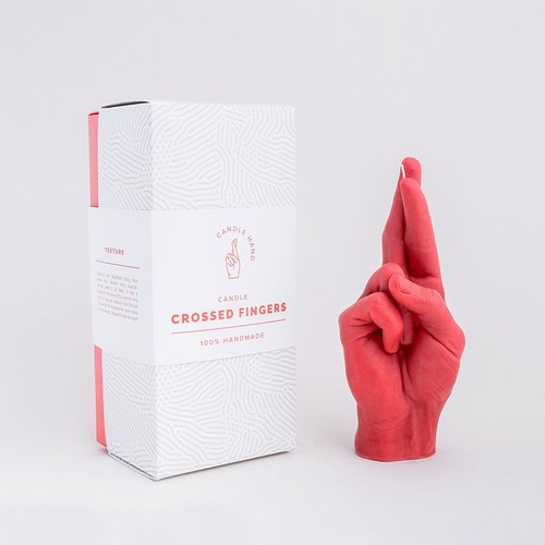 Hand kaars veel geluk rood Hand kaars veel geluk rood