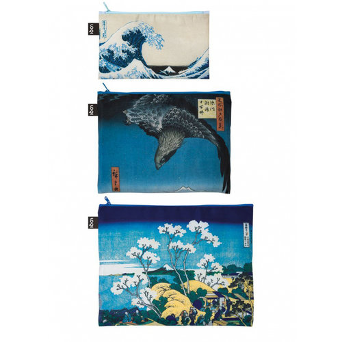 3 Reißverschlusstaschen Hokusai die große Welle 3 Reißverschlusstaschen Hokusai die große Welle