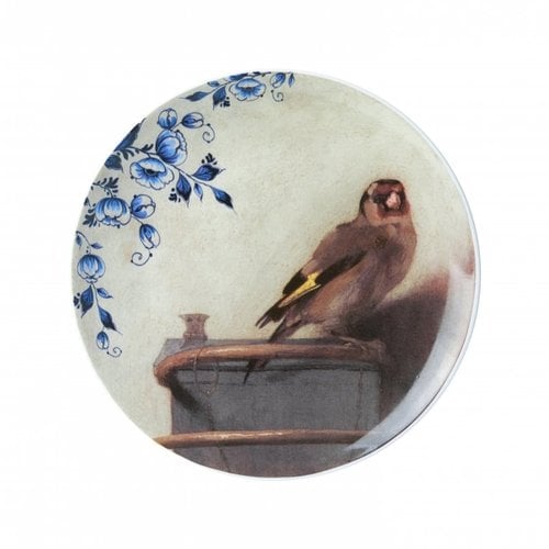 Goldfinch plate with Delft blue Goldfinch plate with Delft blue
