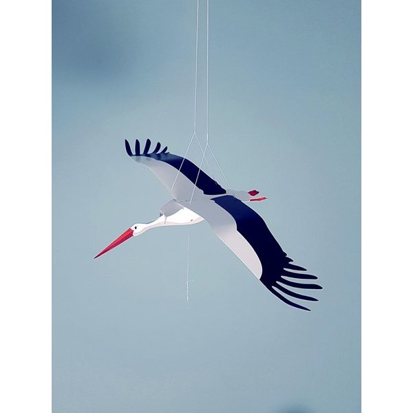 Storch faltet sich in Karte