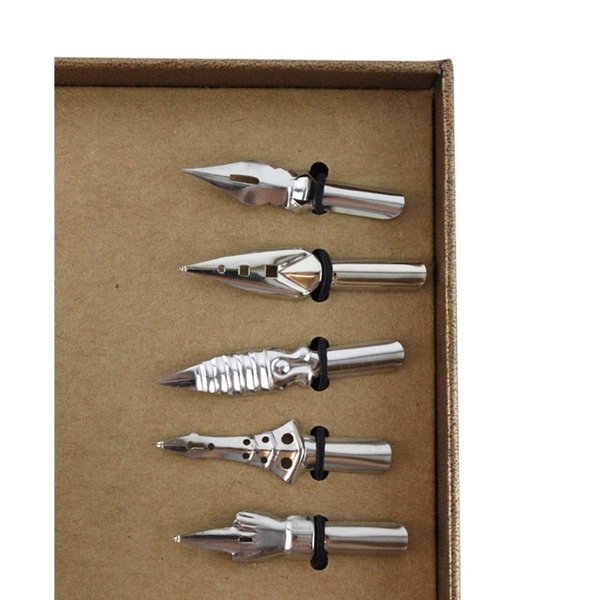 Calligraphy fountain pen set with pheasant feather and ink