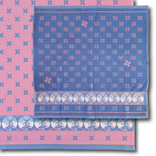 Tea towel and towel Woven Windmill pink 