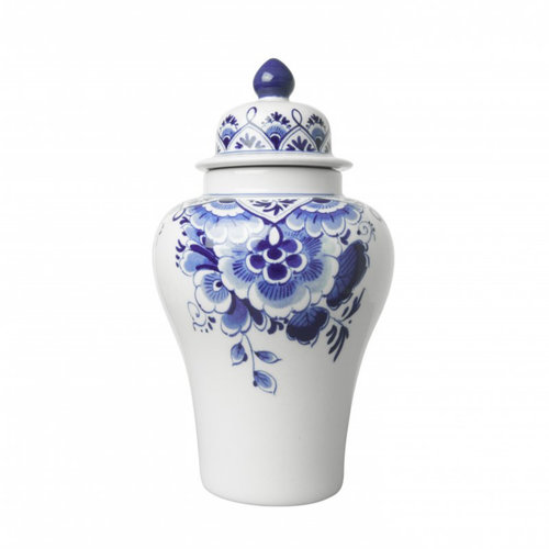 Vase à couvercle avec fleurs bleues de Delft Vase à couvercle avec fleurs bleues de Delft