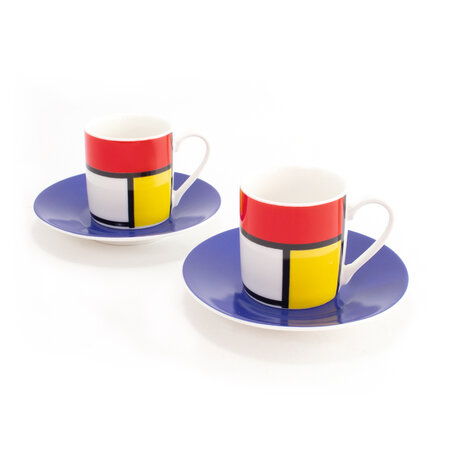 Set mit 2 Espressotassen Mondrian