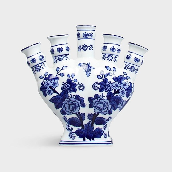 Delfter blaue Vase mit Schmetterling