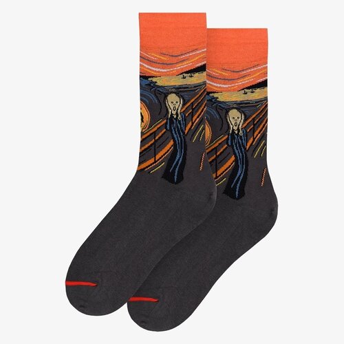 Der Schrei von Edvard Munch in bunten Socken 